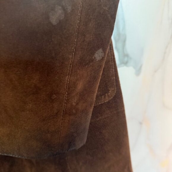 Long Brown Suede Jacket Coat - Picture 6 of 10